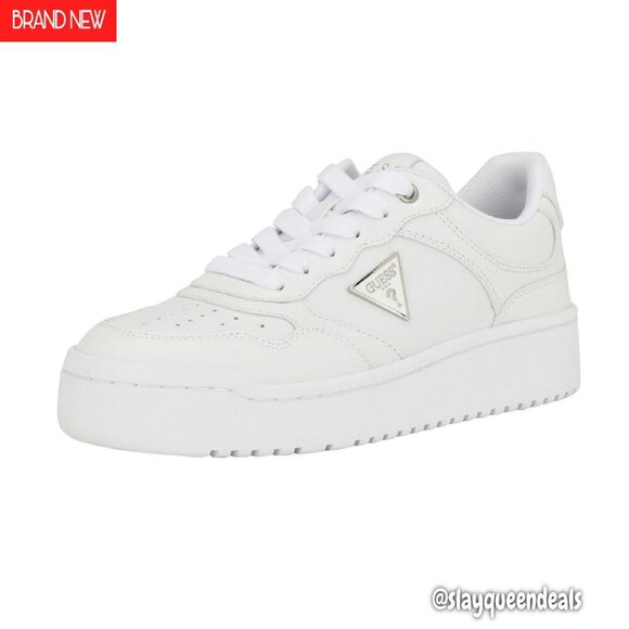 Shoes - Women's Faux Leather Platform Sneakers, Lace-Up, Cushioned, Size Available
